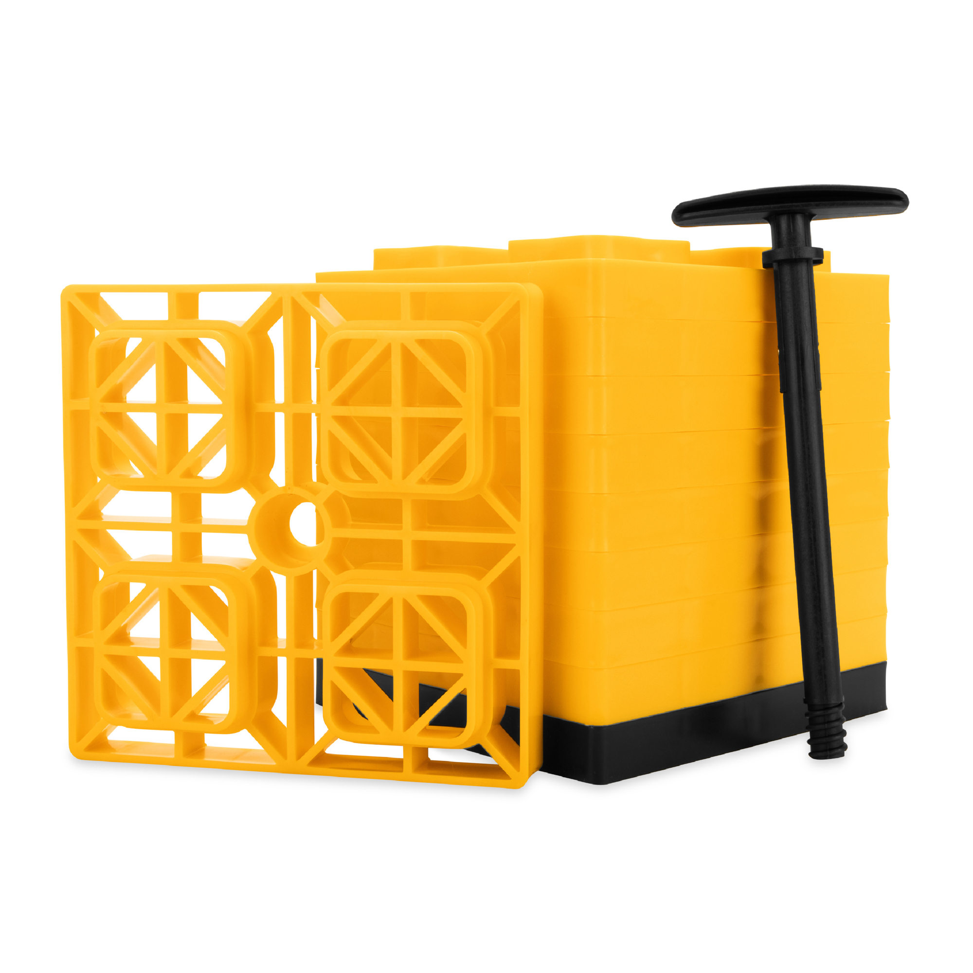 Camco FasTen RV Leveling Blocks, Heavy-Duty RV Leveling System Keeps Your RV Level, Includes T-Handle For Simple Carrying, 2x2, Pack of 10 RV Blocks, Yellow